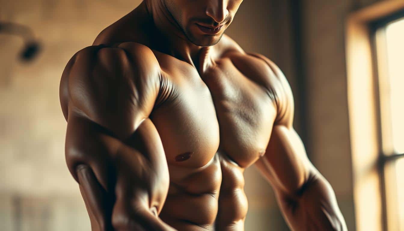A captivating close-up shot of a lean, muscular athlete mid-workout, showcasing the benefits of dairy-free protein. The athlete's physique is finely chiseled, with well-defined muscles rippling beneath glistening skin. The lighting is warm and natural, casting a soft glow that highlights the athlete's determination and focus. The background is blurred, drawing the viewer's attention solely to the subject and their impressive physical form. The overall scene radiates energy, vitality, and the power of dairy-free protein to fuel an active lifestyle. A captivating close-up shot of a lean, muscular athlete mid-workout, showcasing the benefits of dairy-free protein. The athlete's physique is finely chiseled, with well-defined muscles rippling beneath glistening skin. The lighting is warm and natural, casting a soft glow that highlights the athlete's determination and focus. The background is blurred, drawing the viewer's attention solely to the subject and their impressive physical form. The overall scene radiates energy, vitality, and the power of dairy-free protein to fuel an active lifestyle.
